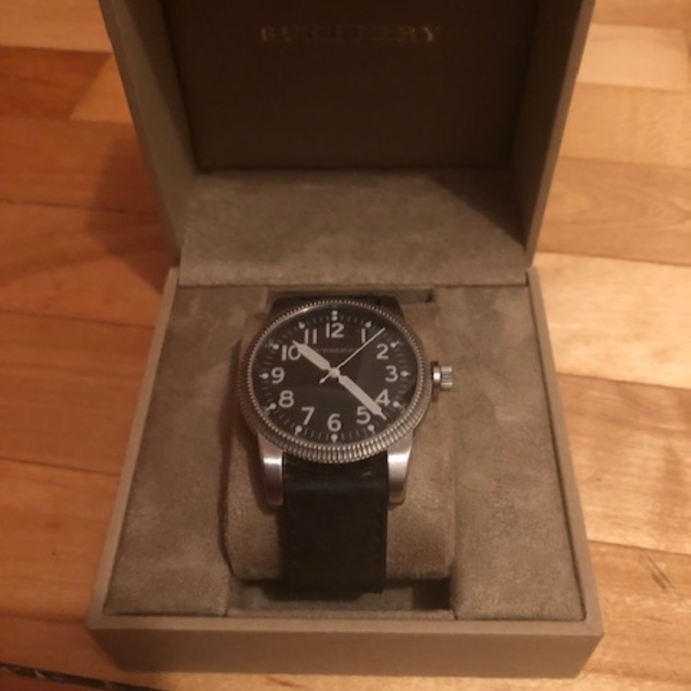Burberry Men's Black Leather Watch